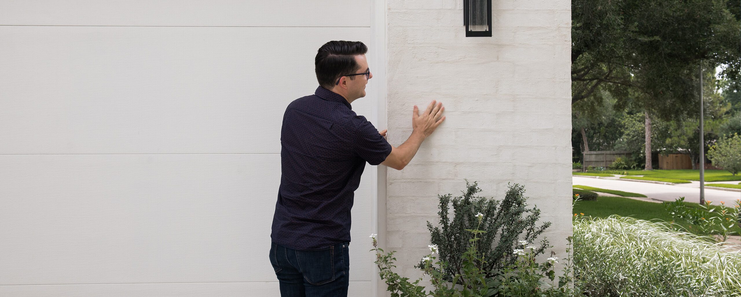 touching brick